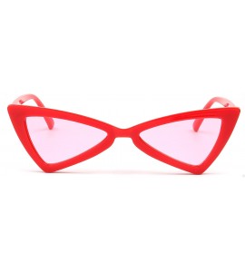 Oversized Women Retro Vintage High Pointed Triangle Cat Eye Sunglasses - Red - C418IGMHWNN $19.68