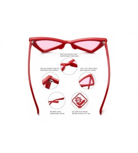 Oversized Women Retro Vintage High Pointed Triangle Cat Eye Sunglasses - Red - C418IGMHWNN $19.68