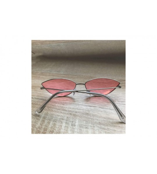 Oversized Women Cat Eye Sunglasses Cute Sexy Brand Designer Glasses Summer Retro Small Frame Black Red Cateye Sun - Silver - ...