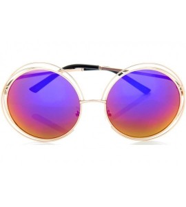 Oversized Women Glamour Large Round Sunglasses Multi Metal Wire Frame - Gold/Red Copper Mirror - C512O42VTGV $19.88