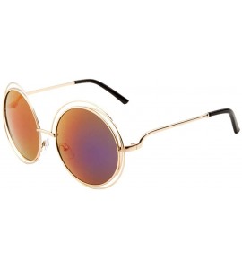 Oversized Women Glamour Large Round Sunglasses Multi Metal Wire Frame - Gold/Red Copper Mirror - C512O42VTGV $19.88