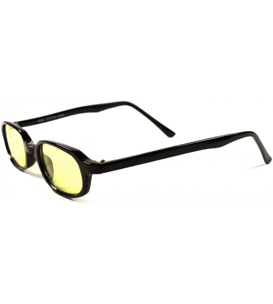 Oval Lens Hipster Vintage Retro Mens Womens Small Rectangle Sunglasses - Black / Yellow - CH189AREMEK $26.44