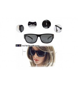 Square Ladies Rhinestone Bling Polarized OTG Fit Over Square Sunglasses P025 - Brown - CA18ZTAWCKR $28.05