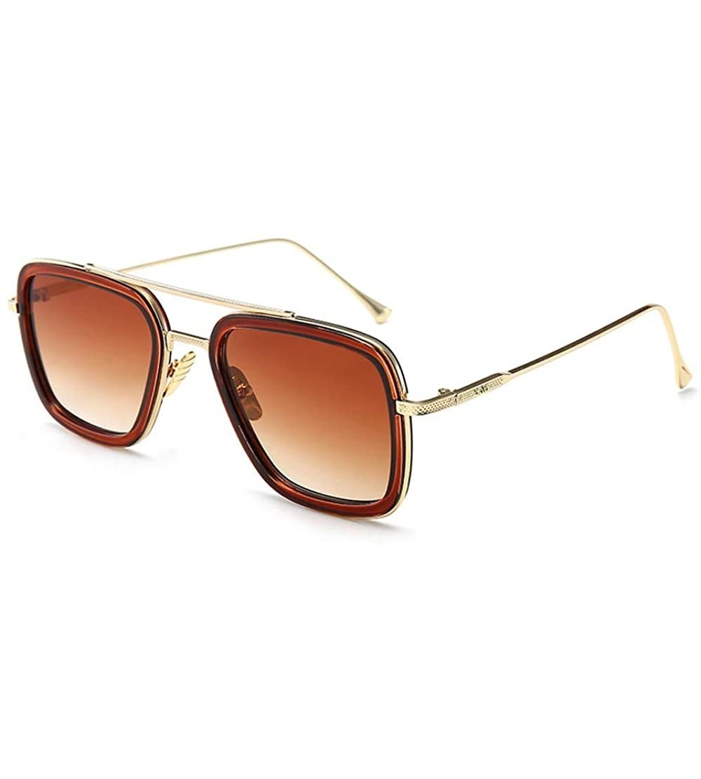 Sport Glasses Vintage Aviator Sunglasses Classic - Brown - CA18YND7Z03 $26.93