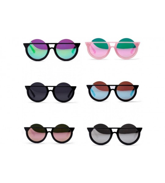 Aviator Cat Eye Sunglasses - Men Women Retro Vintage Personal Round Frame UV Glasses (C) - C - CL18E4UZQEN $15.17