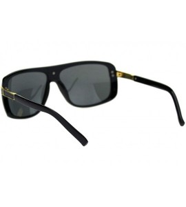 Rectangular Mens Designer Style Fashion Sunglasses Gold Top Square Rectangular UV 400 - Black (Black) - CA18TMNKU8O $21.61