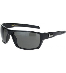 Rectangular Locs Sunglasses Mens Wrap Around Rectangular Gangster Style Black UV 400 - CG1953C5Y3I $20.94