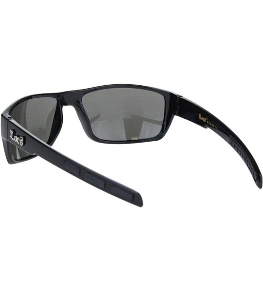 Rectangular Locs Sunglasses Mens Wrap Around Rectangular Gangster Style Black UV 400 - CG1953C5Y3I $20.94