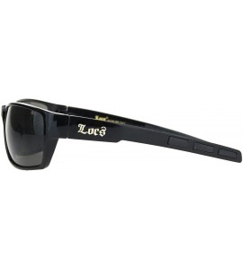 Rectangular Locs Sunglasses Mens Wrap Around Rectangular Gangster Style Black UV 400 - CG1953C5Y3I $20.94