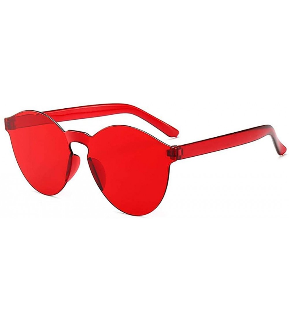 Round Unisex Fashion Candy Colors Round Outdoor Sunglasses Sunglasses - Red - CO199S589G9 $32.47