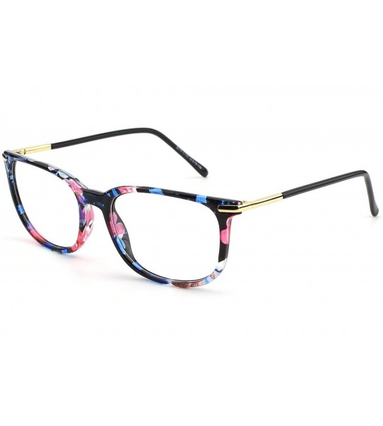 Oversized Fashion Metal Temple Horn Rimmed Clear Lens Glasses - Mixed Color B - CV17Z36MS5R $19.28