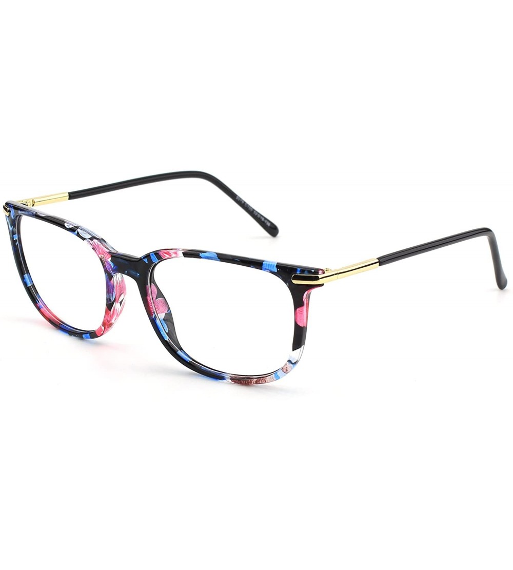 Oversized Fashion Metal Temple Horn Rimmed Clear Lens Glasses - Mixed Color B - CV17Z36MS5R $19.28