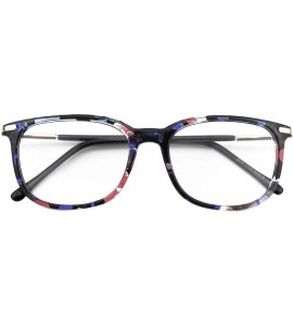 Oversized Fashion Metal Temple Horn Rimmed Clear Lens Glasses - Mixed Color B - CV17Z36MS5R $19.28