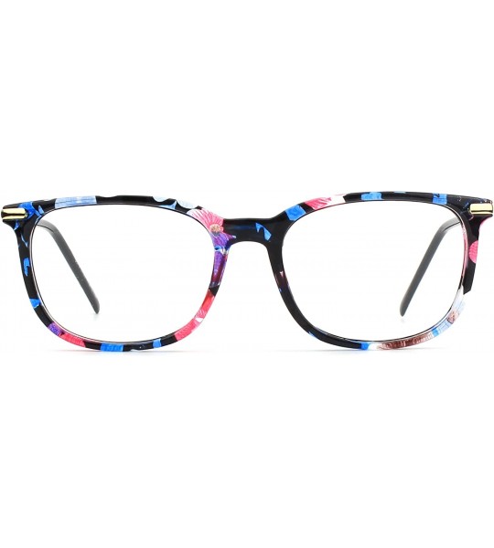 Oversized Fashion Metal Temple Horn Rimmed Clear Lens Glasses - Mixed Color B - CV17Z36MS5R $19.28