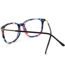 Oversized Fashion Metal Temple Horn Rimmed Clear Lens Glasses - Mixed Color B - CV17Z36MS5R $19.28