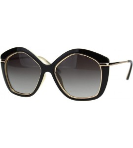 Butterfly Polarized Womens Mod Oversize Butterfly Chic Sunglasses - Brown Beige Gold Smoke - CQ18U22CN7R $26.06