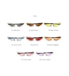 Cat Eye Cat Eye Sunglasses for Women Small Face Metal Frame Candy Color Eyewear UV400 - C2 Gold Brown - CS190326SSU $23.98