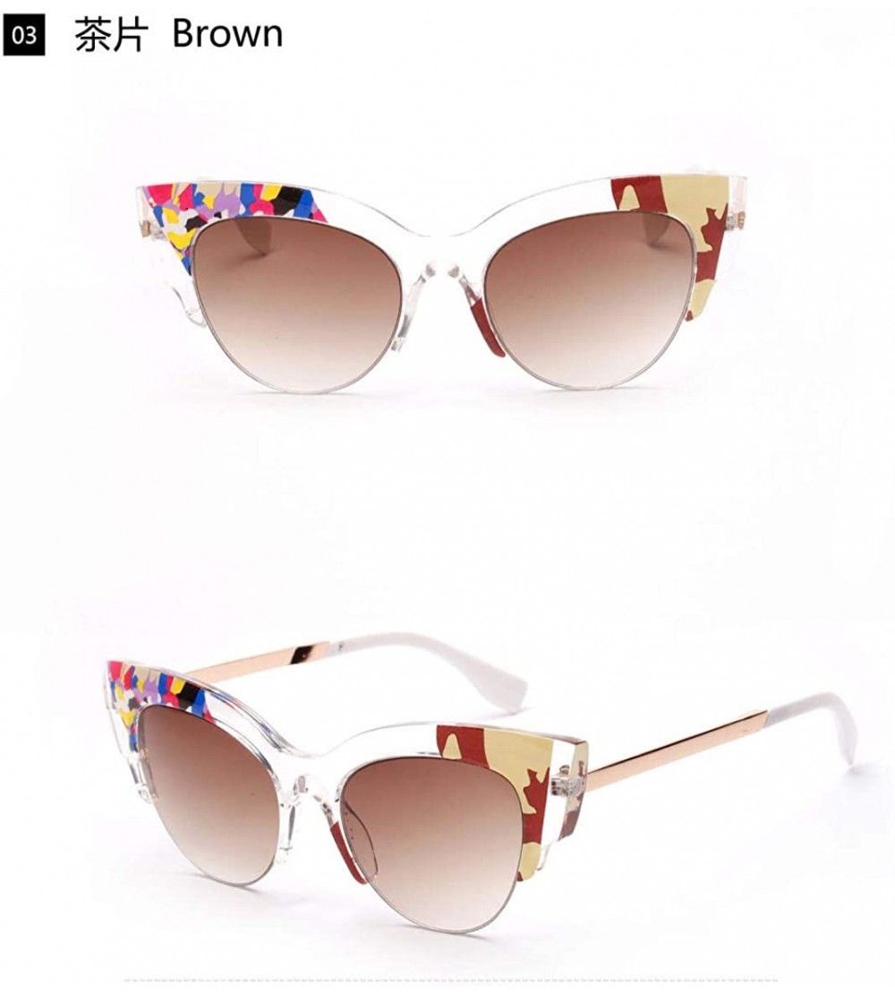 Goggle Cat Eye Sunglasses Ladies Sunglasses Glasses New Personality Sunglasses - Double Tea Slice - CZ18UZ4G5MW $35.83