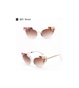 Goggle Cat Eye Sunglasses Ladies Sunglasses Glasses New Personality Sunglasses - Double Tea Slice - CZ18UZ4G5MW $35.83