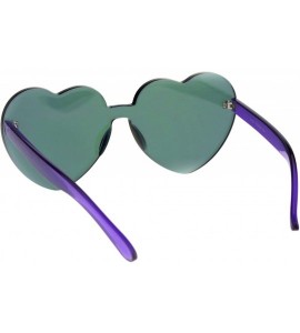 Shield Womens Color Mirror Lens Panel Shield Heart Shape Retro Plastic Sunglasses - Purple - CU18ESR9GQC $24.11