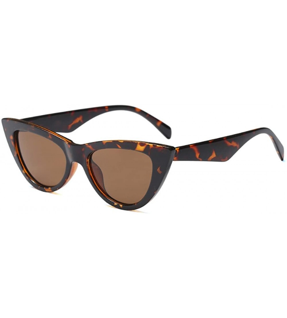 Oval Women Small sunglasse Retro Vintage Cat Eye Eyewear Goggles Resin Frame - Leopard - C818DWEEQWR $19.08
