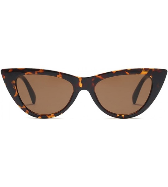 Oval Women Small sunglasse Retro Vintage Cat Eye Eyewear Goggles Resin Frame - Leopard - C818DWEEQWR $19.08