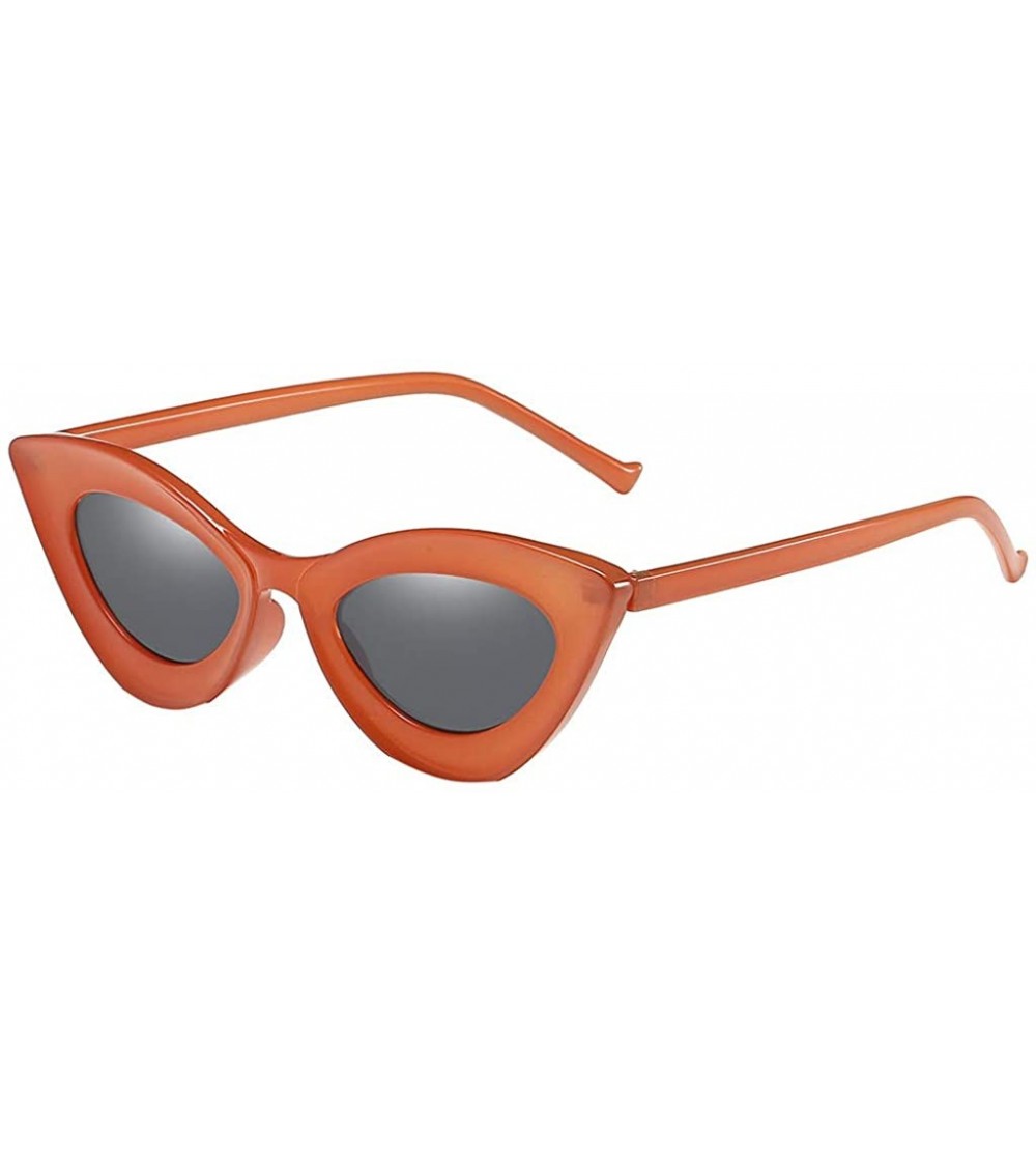 Cat Eye Classic Vintage Narrow Cat Eye Sunglasses for Women Clout Goggles Designer Plastic Frame - Orange - C7196ZCE0EG $17.83