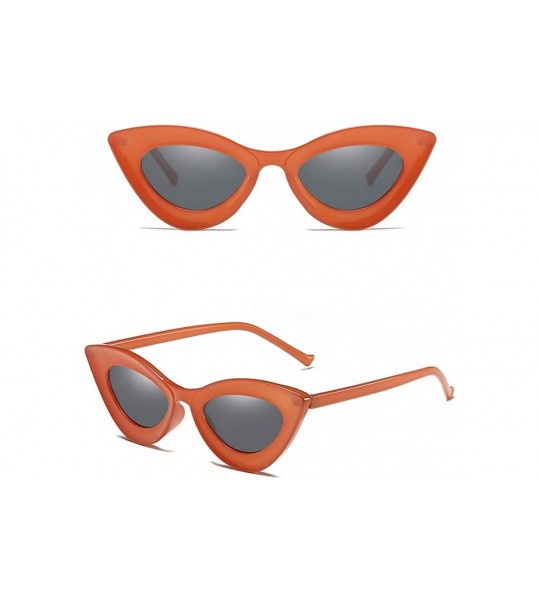 Cat Eye Classic Vintage Narrow Cat Eye Sunglasses for Women Clout Goggles Designer Plastic Frame - Orange - C7196ZCE0EG $17.83