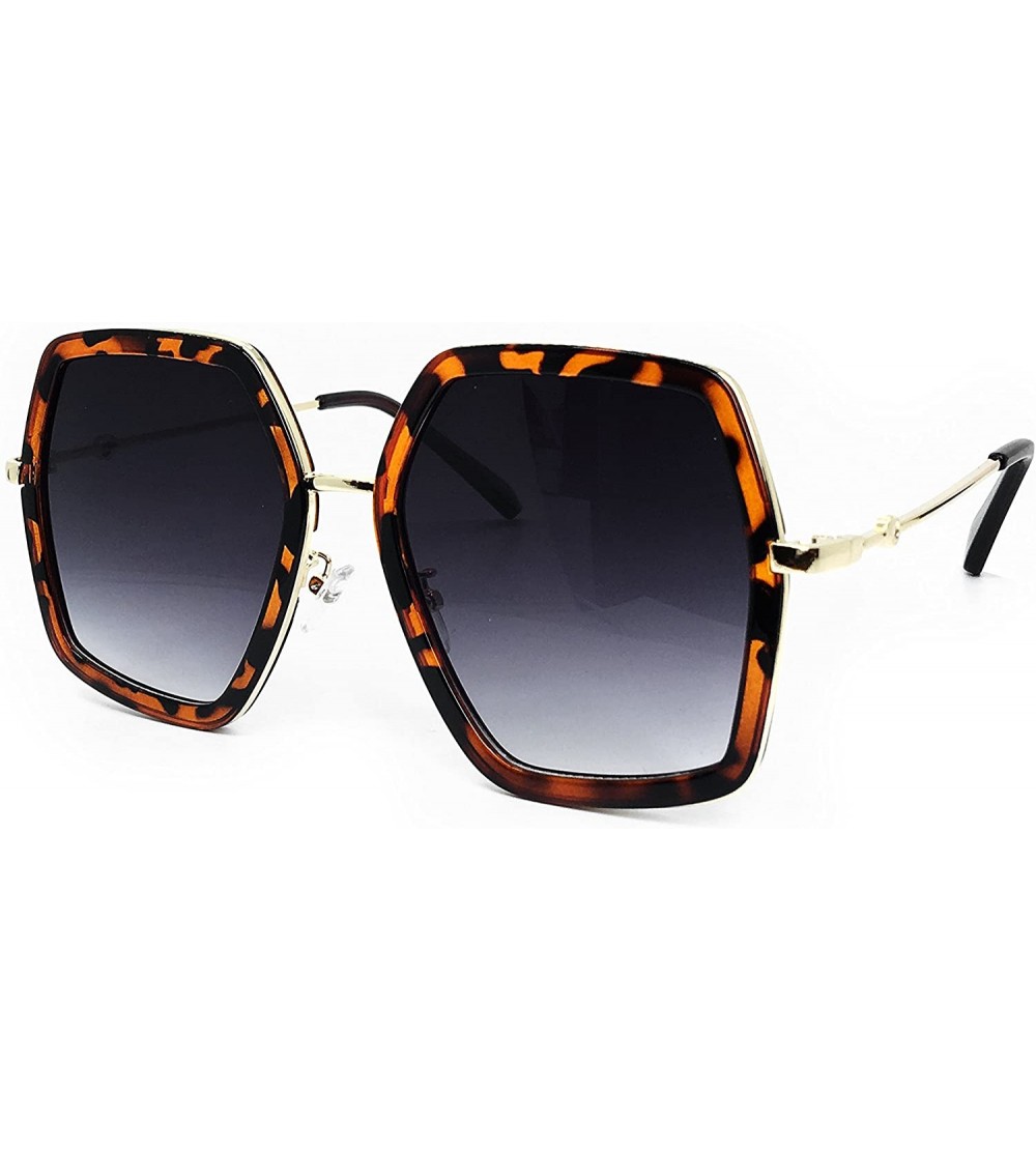 Oversized 8018 Premium Oversize XXL Women Retro Vintage Clear Brand Designer Square Sunglasses - Leopard Brown - C318DM04Y80 ...