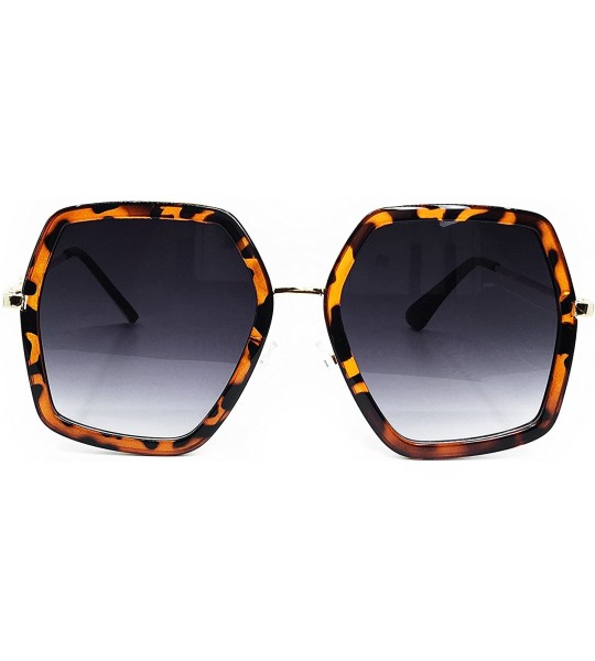 Oversized 8018 Premium Oversize XXL Women Retro Vintage Clear Brand Designer Square Sunglasses - Leopard Brown - C318DM04Y80 ...