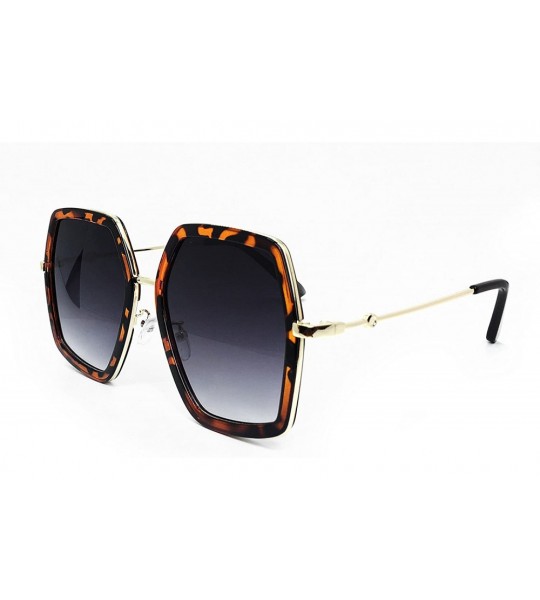 Oversized 8018 Premium Oversize XXL Women Retro Vintage Clear Brand Designer Square Sunglasses - Leopard Brown - C318DM04Y80 ...