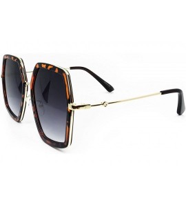 Oversized 8018 Premium Oversize XXL Women Retro Vintage Clear Brand Designer Square Sunglasses - Leopard Brown - C318DM04Y80 ...