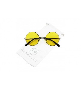 Oval Retro John Lennon Style Sunglasses Round Colorful Tint Groovy Hippie Wire Shades - Yellow - CW18HM3SYTZ $22.50