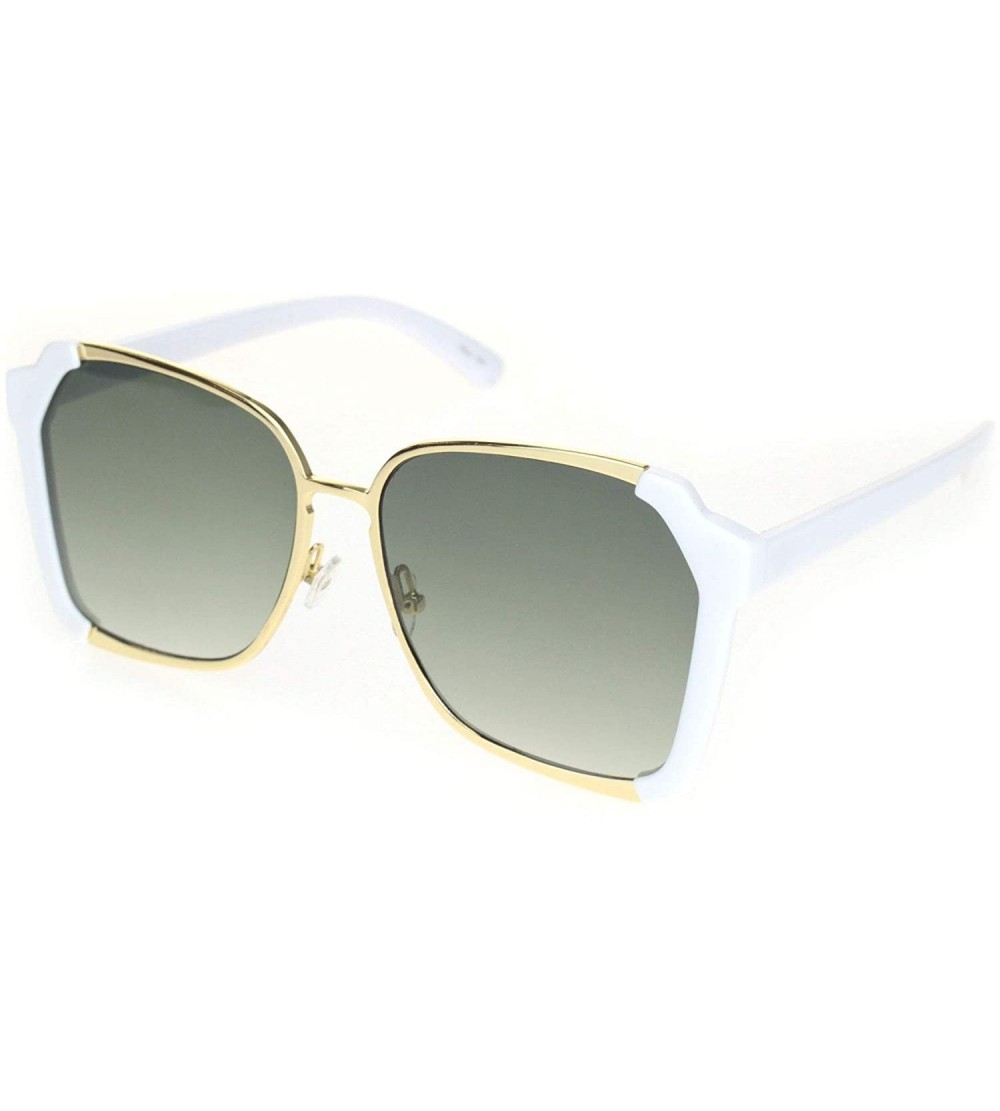 Butterfly Womens Futuristic Flat Lens Designer Fashion Butterfly Sunglasses - White Gold Gradient Green - CF18O9N92HI $22.36