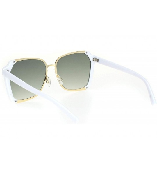 Butterfly Womens Futuristic Flat Lens Designer Fashion Butterfly Sunglasses - White Gold Gradient Green - CF18O9N92HI $22.36