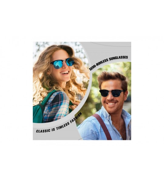 Semi-rimless Polarized Sunglasses for Men Retro Classic Square Frame Shades SR003 - CN18NHOM9UM $22.25