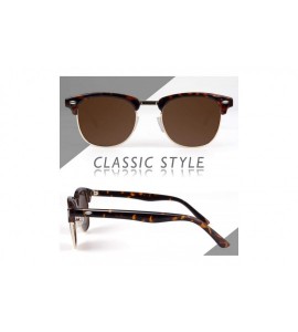 Semi-rimless Polarized Sunglasses for Men Retro Classic Square Frame Shades SR003 - CN18NHOM9UM $22.25