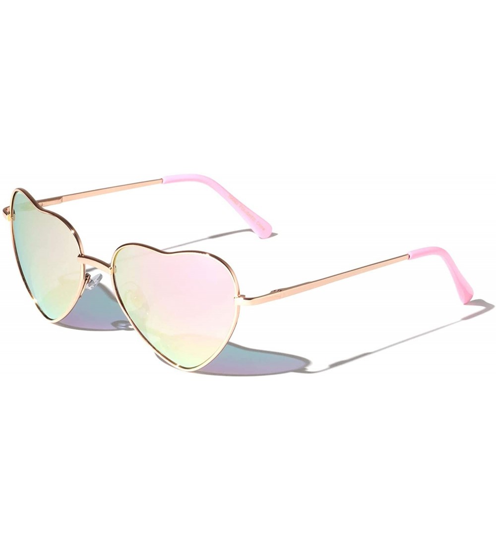 Butterfly Heart Shaped Lens Color Mirror Sunglasses - Rose Pink - CE197M3G2I5 $26.70