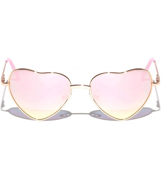 Butterfly Heart Shaped Lens Color Mirror Sunglasses - Rose Pink - CE197M3G2I5 $26.70