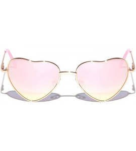 Butterfly Heart Shaped Lens Color Mirror Sunglasses - Rose Pink - CE197M3G2I5 $26.70