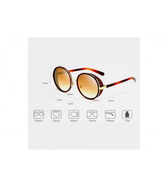 Round Durable Round UV400 Protection Sunglasses Circle Spring Hinge Eyeglasses - Brown - CS18CYXIX7W $35.88