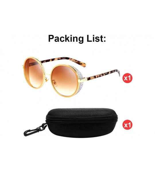 Round Durable Round UV400 Protection Sunglasses Circle Spring Hinge Eyeglasses - Brown - CS18CYXIX7W $35.88