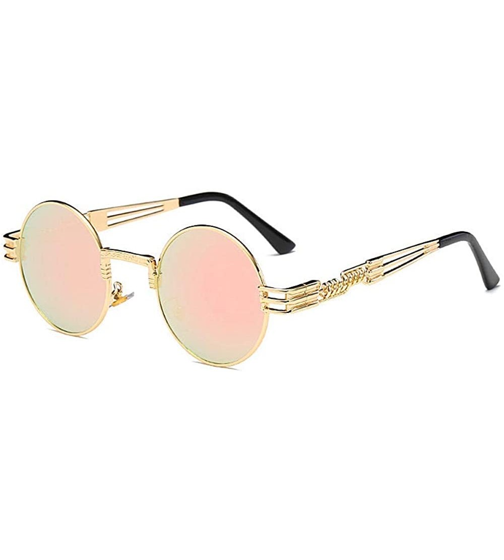 Round Hippie Sunglasses WITH CASE Retro Classic Circle Lens Round Sunglasses Steampunk Colored - C1192RIZ54K $23.66