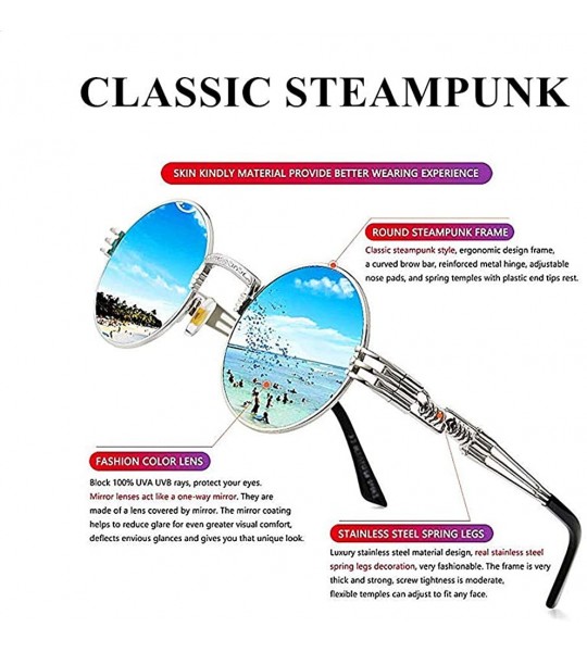 Round Hippie Sunglasses WITH CASE Retro Classic Circle Lens Round Sunglasses Steampunk Colored - C1192RIZ54K $23.66