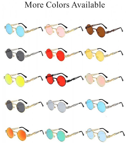 Round Hippie Sunglasses WITH CASE Retro Classic Circle Lens Round Sunglasses Steampunk Colored - C1192RIZ54K $23.66