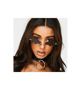 Rimless New Fashion Bat Sunglasses Women Luxury Vintage Mirror Rimless Sun Glasses Unique Sunglasses Female Male Uv400 - C419...