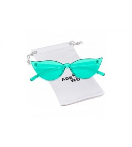 Square One Piece Rimless Transparent Cat Eye Sunglasses for Women Tinted Candy Colored Glasses - Lightblue - CE18DS423NT $19.25