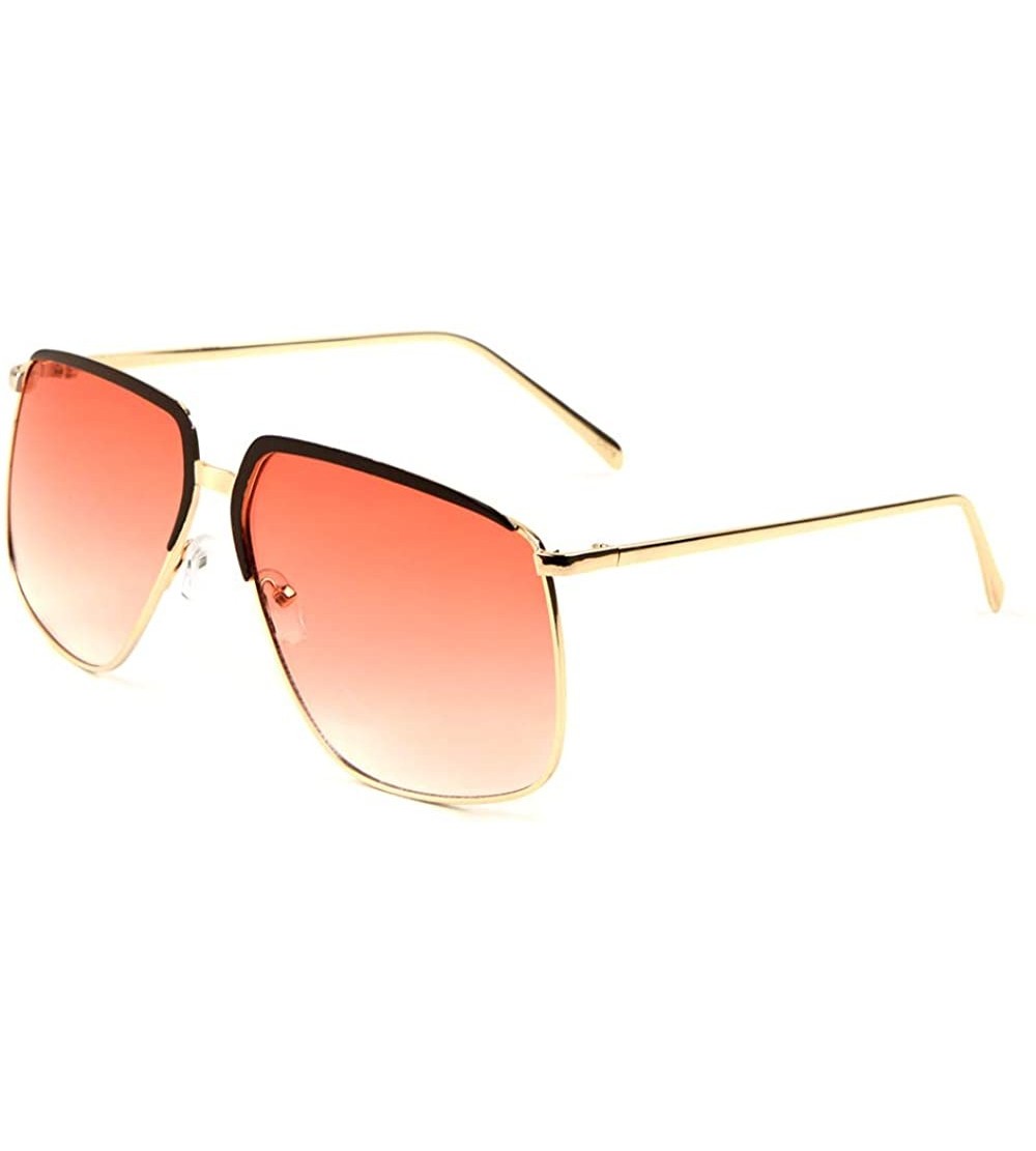 Aviator Geometric Thin Frame Top Color Frame Aviator Sunglasses - Pink - C4197QCI2LG $25.99