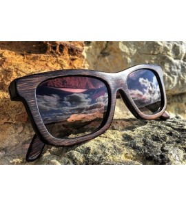 Wayfarer Charcoal Bamboo Wayfarer Sunglasses with Pouch and Case SP006 - CJ18D9H2XXR $58.96