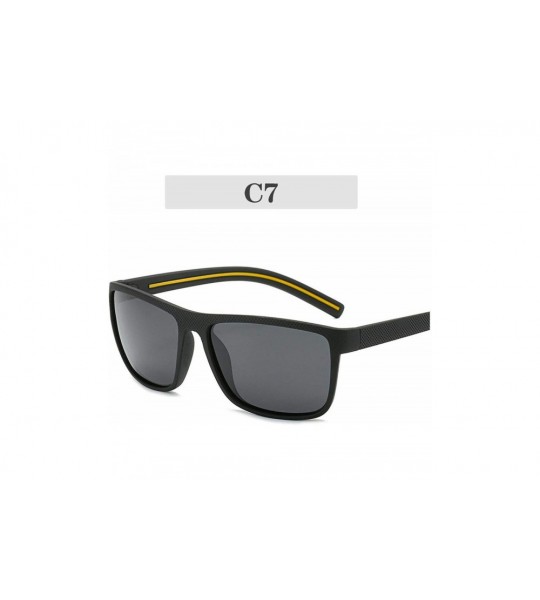 Square Vintage Sports Style Polarized Sunglasses Men Black Driving Square Sunglass Shades Women Luxury Sun Glasses - C7 - CK1...